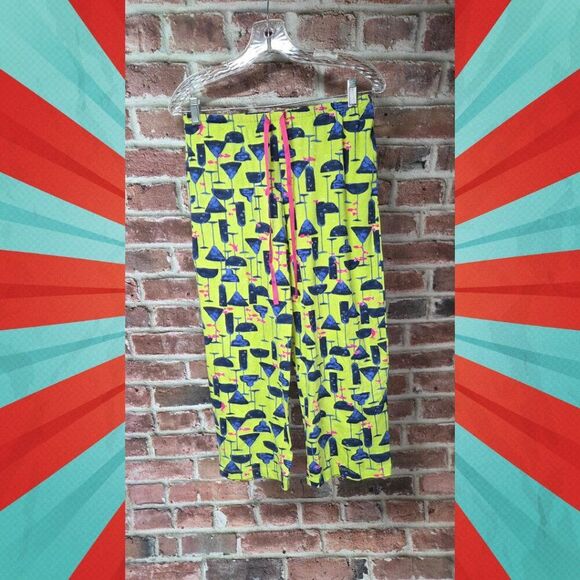 HUE Women’s Lounge Pants | Cocktail Print | Size Small Lime Green 28–31" Waist - Picture 1 of 6